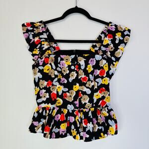 Brogger Floral Peplum Style Top Size Small
